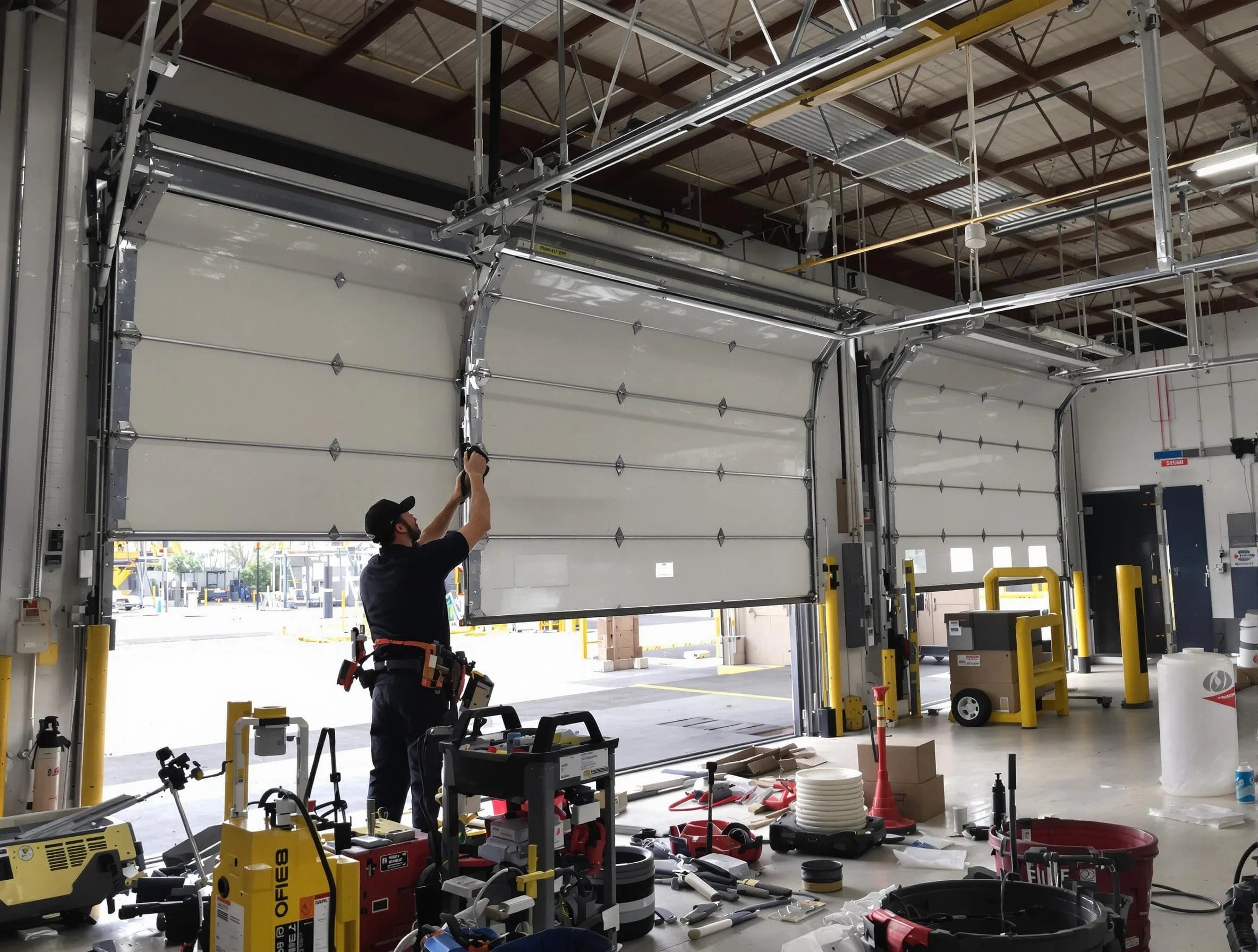 Woonsocket Garage Door Repair technician performing commercial garage door repair in Woonsocket