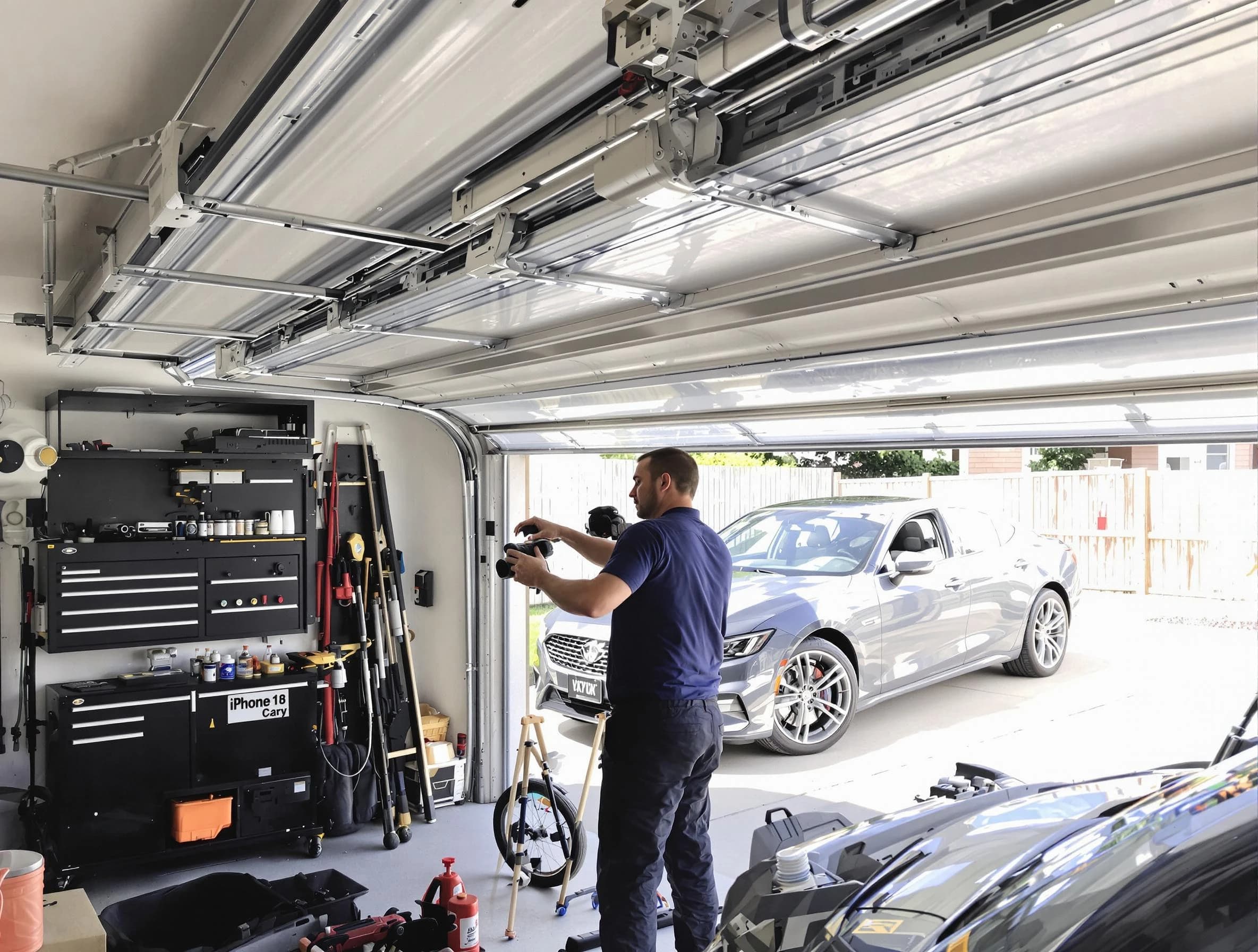 Woonsocket Garage Door Repair technician fixing noisy garage door in Woonsocket