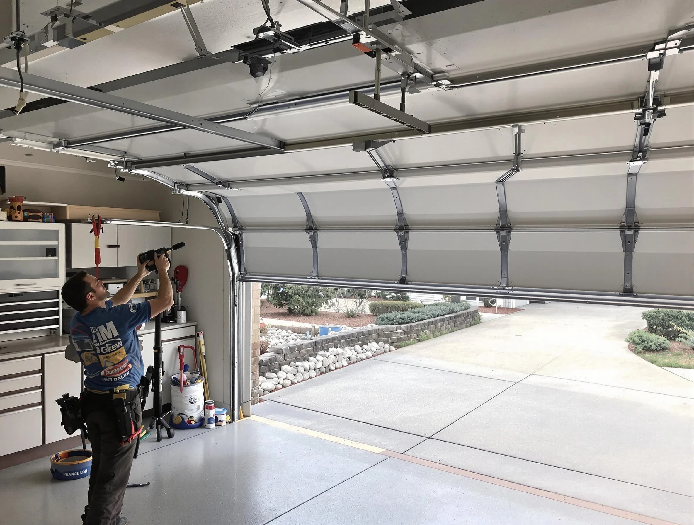 Garage door track repair service by Woonsocket Garage Door Repair in Woonsocket