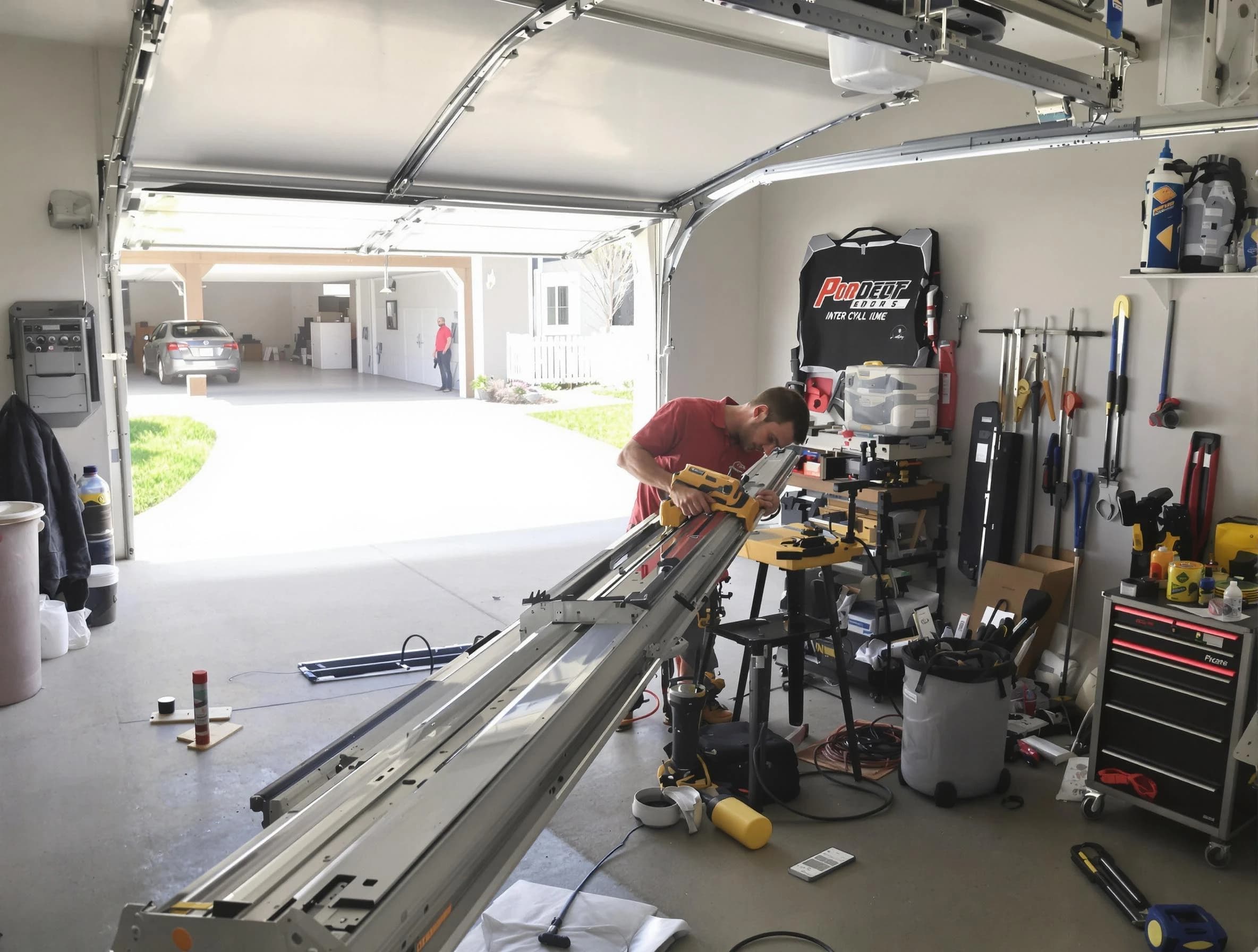 Woonsocket Garage Door Repair expert performing track repair in Woonsocket