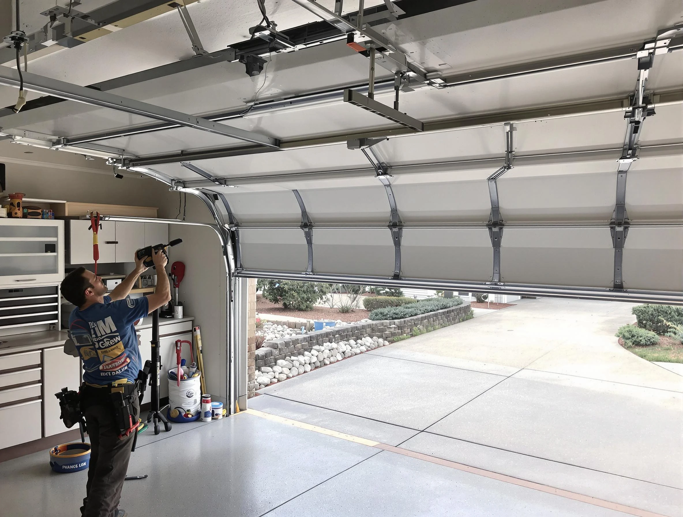 Garage door track repair service by Woonsocket Garage Door Repair in Woonsocket